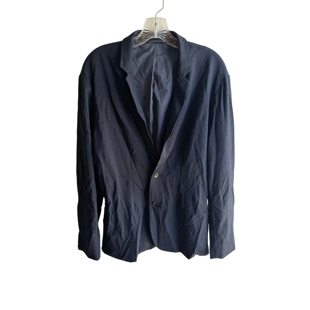 Mugsy Blazer Mens L Navy Jersey Stretch Lined Single-Breasted Two-Button